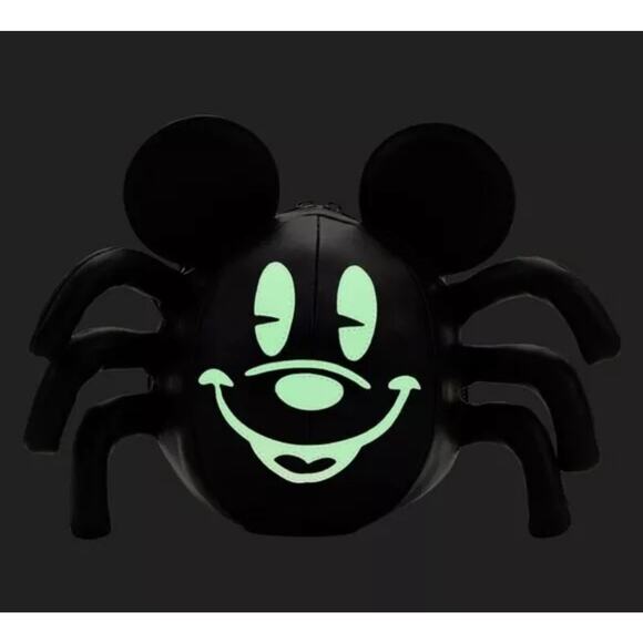 NWT Loungefly Stitch Shoppe Mickey Mouse Glow Spider Crossbody Bag - Picture 4 of 7